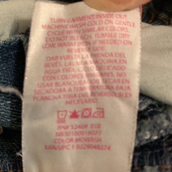 No Boundaries adorable denim distressed w/lace trim overall shorts XL(15-17) - Picture 12 of 12